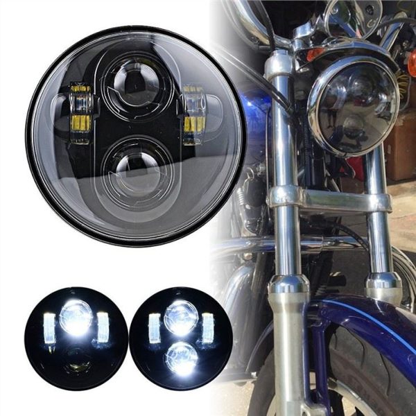 75 rovnočná LED světlomet pro motocykl H4 Plug Chrome Black Headlight Auto Light System