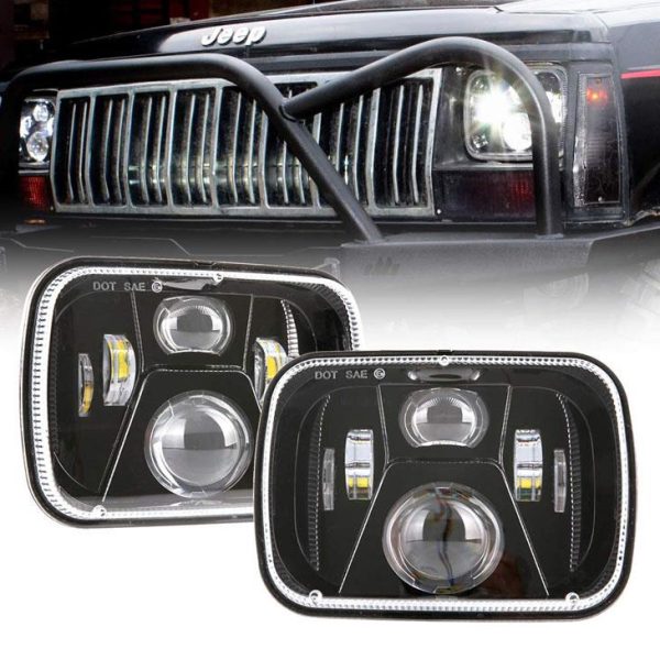 5x7 palcový LED obdélníkový světlomet 60W s Hi / Lo paprskem pro Jeep YJ XJ MJ a pro off-road