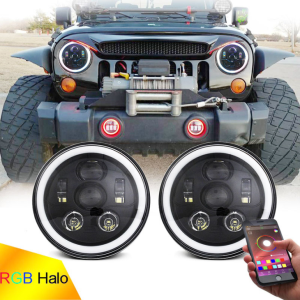 RGB Halo LED světlomet 7 palců pro Jeep Wrangler JK JL Multifunkční RGB světlomet
